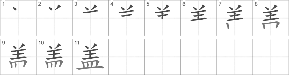 Написание иероглифа 盖