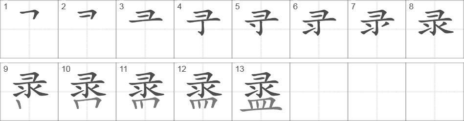 Написание иероглифа 盝