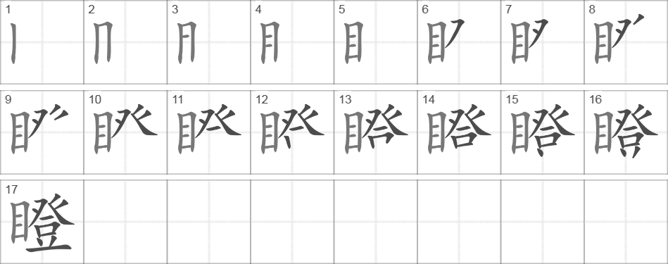 Написание иероглифа 瞪