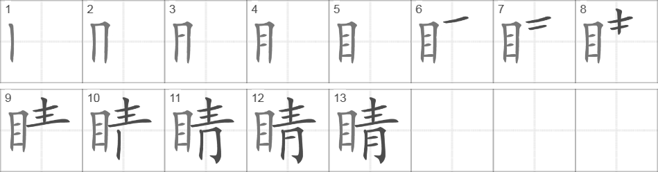 Написание иероглифа 睛