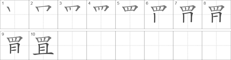 Написание иероглифа 罝