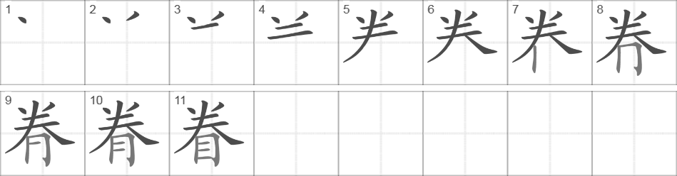 Написание иероглифа 眷