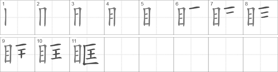 Написание иероглифа 眶