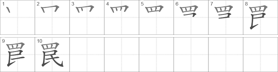 Написание иероглифа 罠