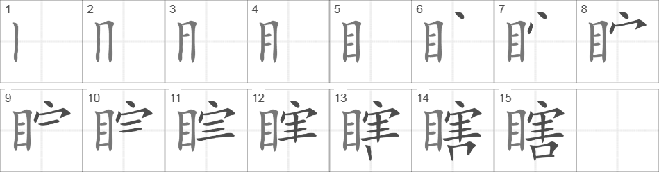 Написание иероглифа 瞎