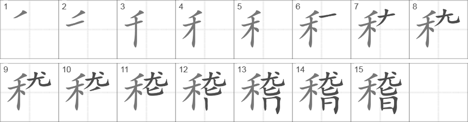 Написание иероглифа 稽