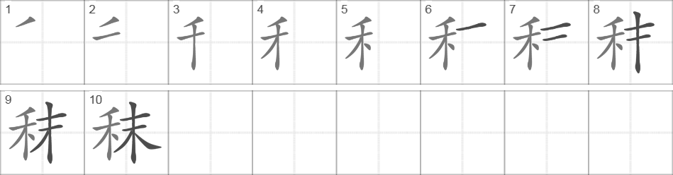 Написание иероглифа 秣