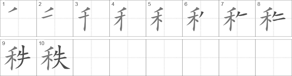 Написание иероглифа 秩