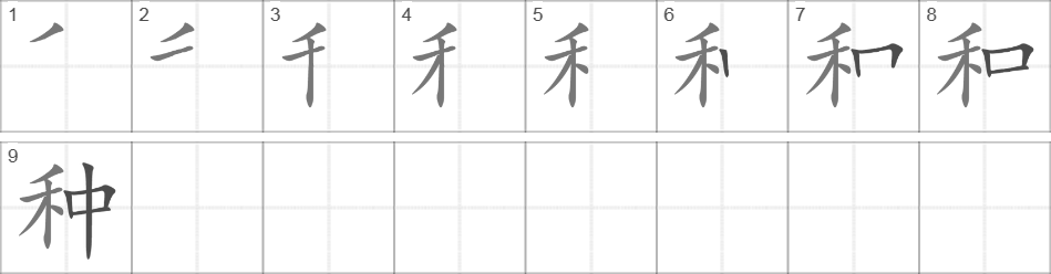 Написание иероглифа 种