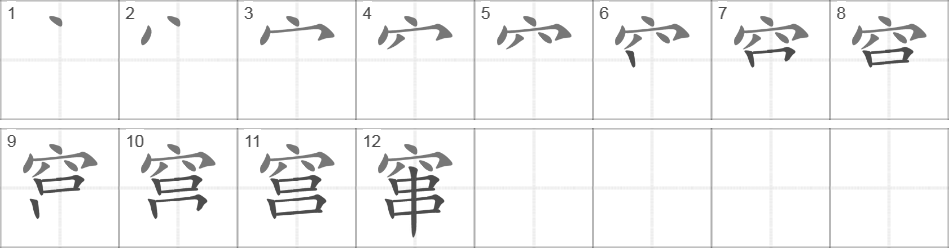 Написание иероглифа 窜