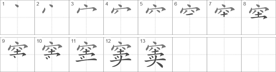 Написание иероглифа 窦