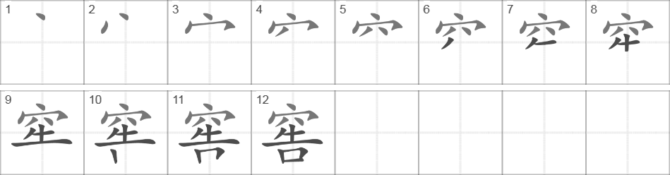 Написание иероглифа 窖