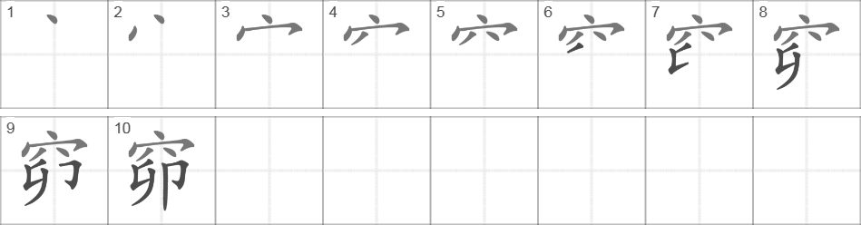 Написание иероглифа 窌