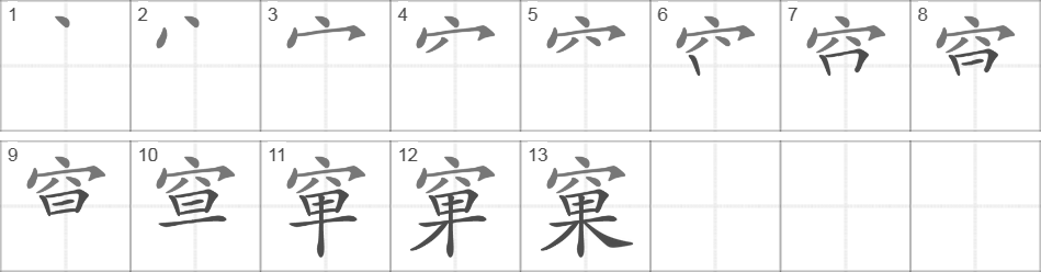 Написание иероглифа 窠