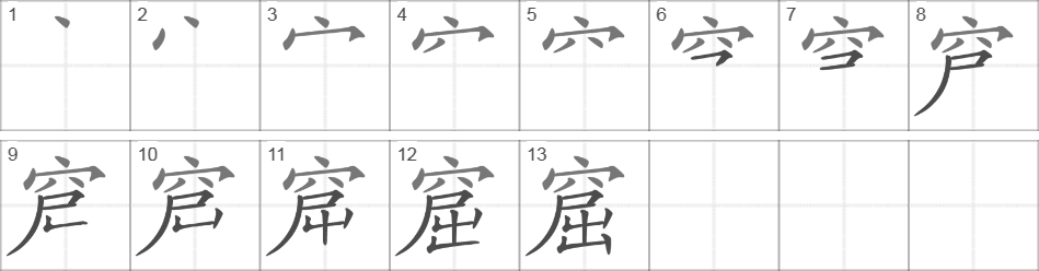 Написание иероглифа 窟