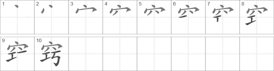 Написание иероглифа 窍