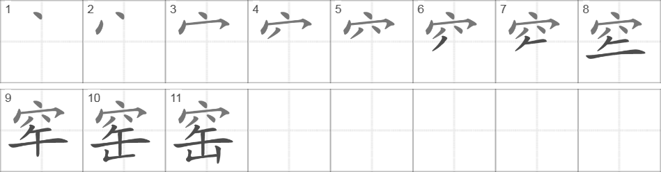 Написание иероглифа 窑