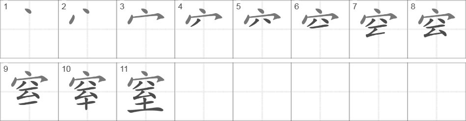 Написание иероглифа 窒