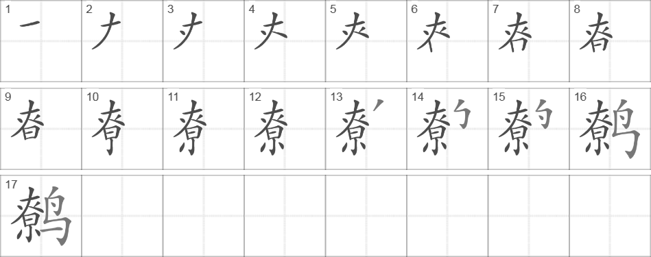 Написание иероглифа 鹩