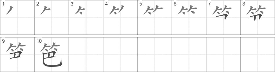 Написание иероглифа 笆