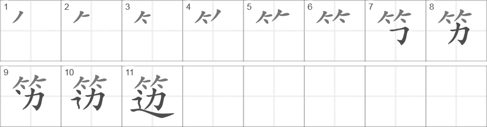 Написание иероглифа 笾