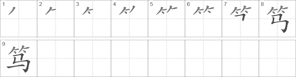 Написание иероглифа 笃