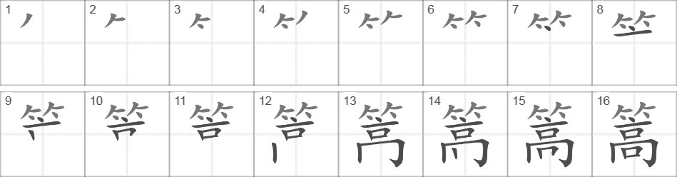 Написание иероглифа 篙