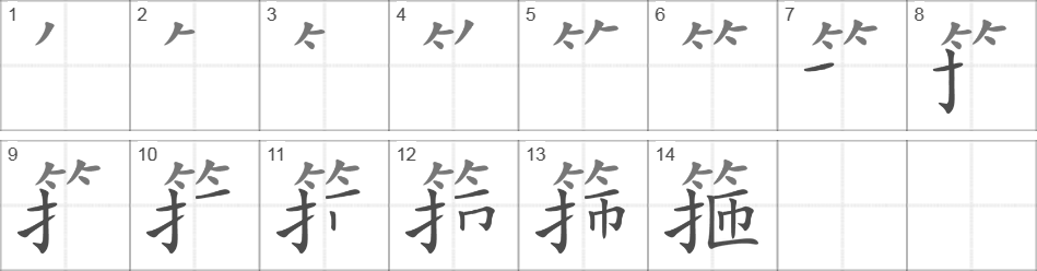 Написание иероглифа 箍