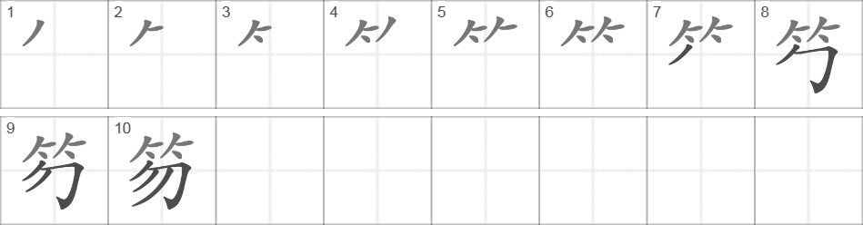 Написание иероглифа 笏