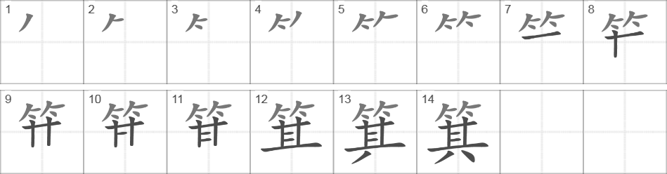 Написание иероглифа 箕