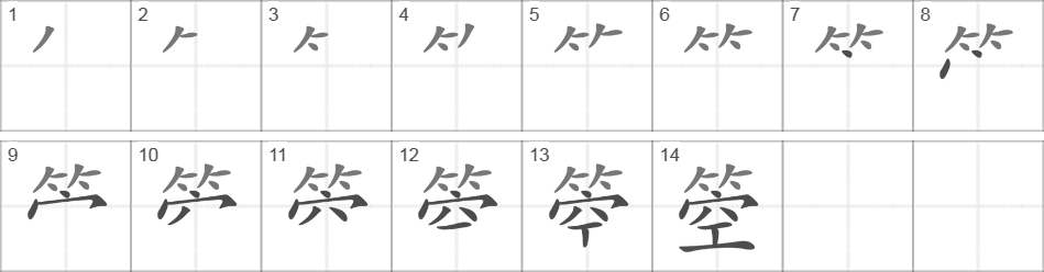 Написание иероглифа 箜