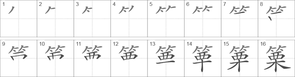 Написание иероглифа 篥