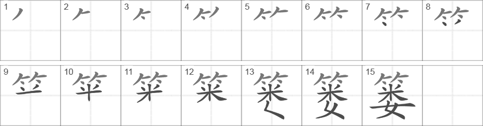 Написание иероглифа 篓