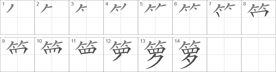 Написание иероглифа 箩