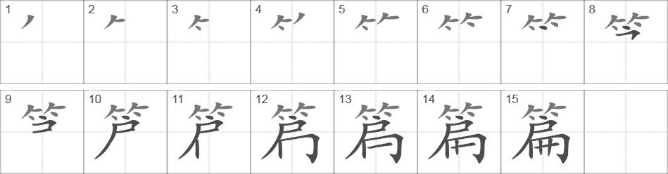 Написание иероглифа 篇