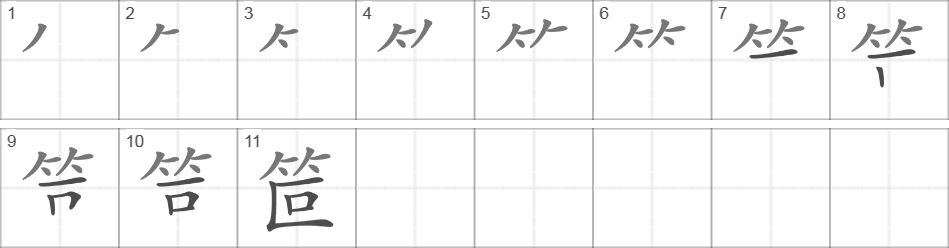 Написание иероглифа 笸