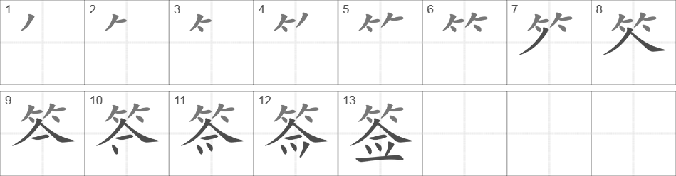 Написание иероглифа 签