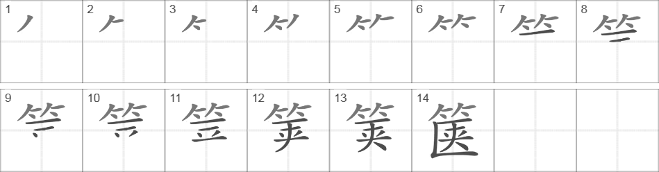 Написание иероглифа 箧