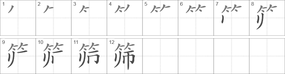 Написание иероглифа 筛