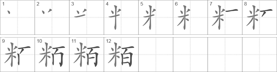 Написание иероглифа 粨