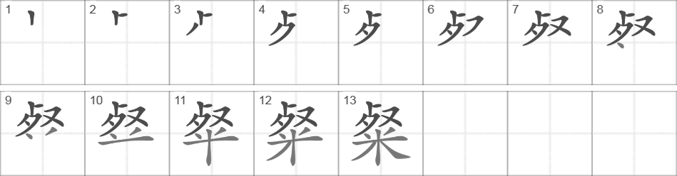 Написание иероглифа 粲