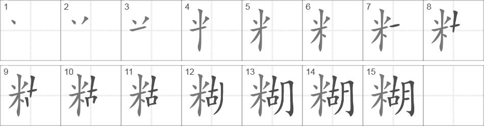 Написание иероглифа 糊