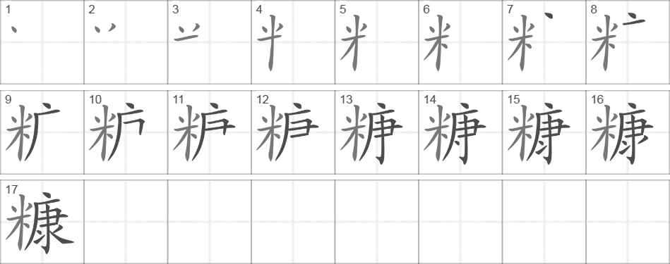 Написание иероглифа 糠