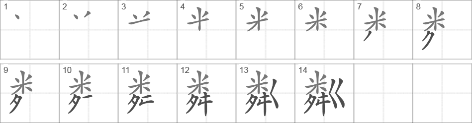 Написание иероглифа 粼