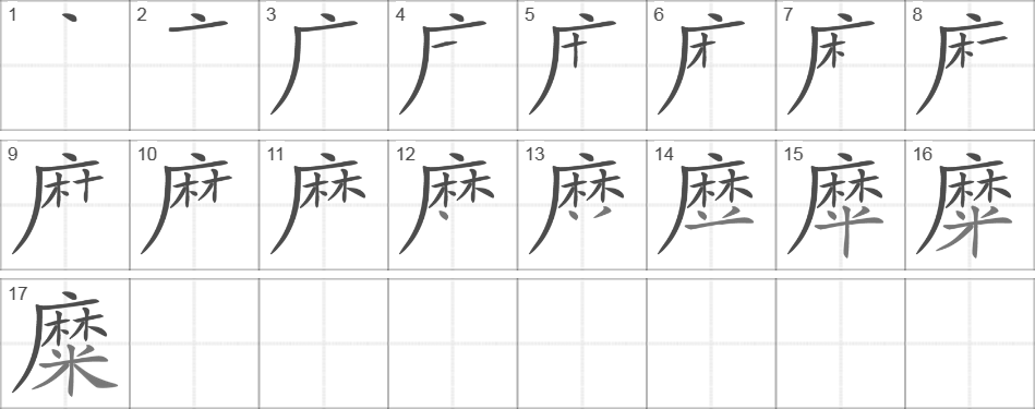 Написание иероглифа 糜