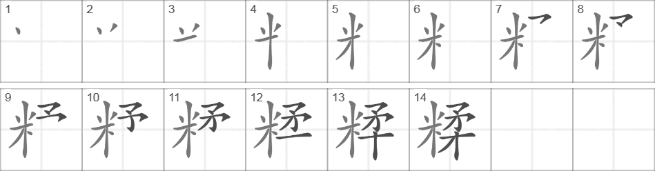 Написание иероглифа 糅