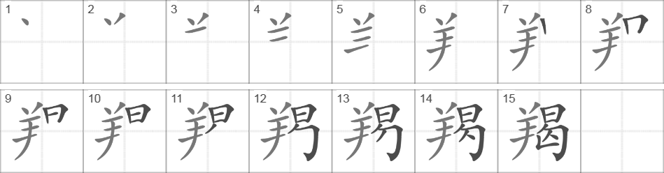 Написание иероглифа 羯