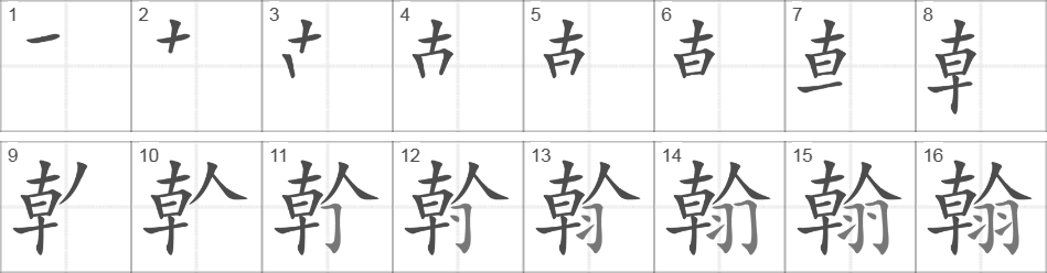 Написание иероглифа 翰