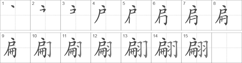 Написание иероглифа 翩