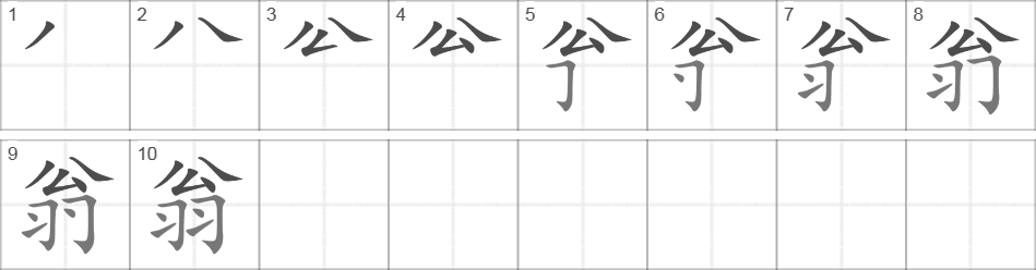 Написание иероглифа 翁